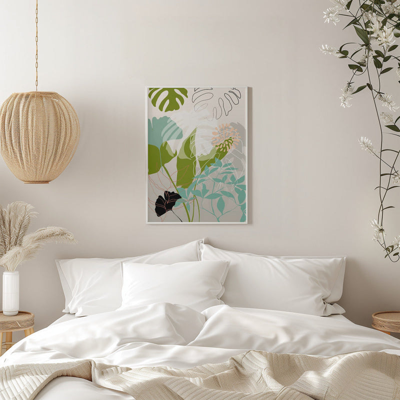 Leaves Line Boho3 Kopie - Stretched Canvas, Poster or Fine Art Print I Heart Wall Art