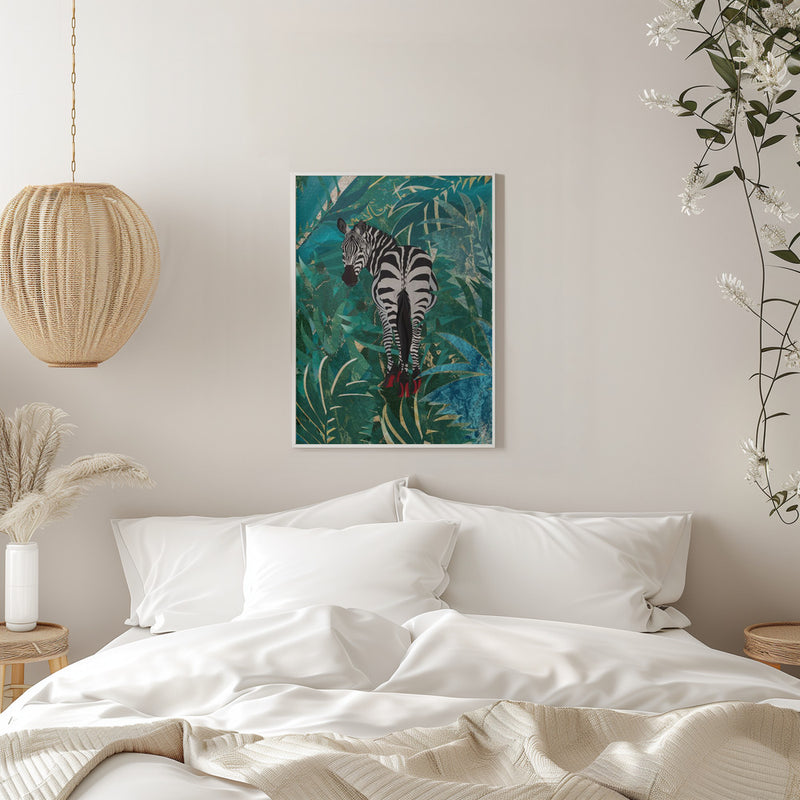 Zebra wearing heels in the jungle - Stretched Canvas, Poster or Fine Art Print I Heart Wall Art