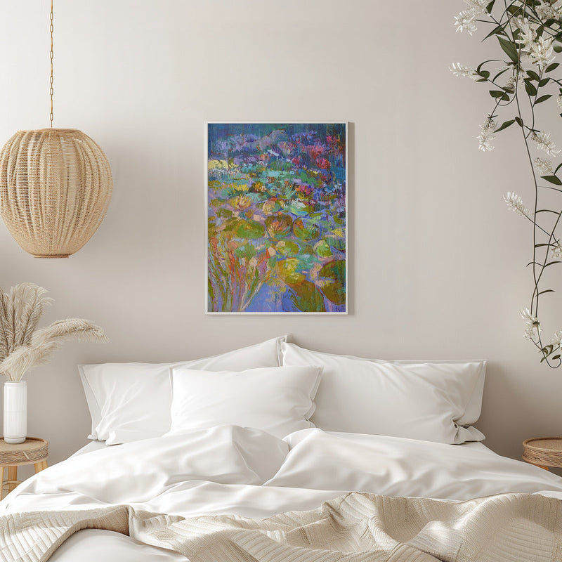 Lush Water Lilies - Stretched Canvas, Poster or Fine Art Print I Heart Wall Art