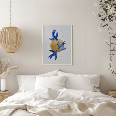 Blue Birds - Stretched Canvas, Poster or Fine Art Print I Heart Wall Art