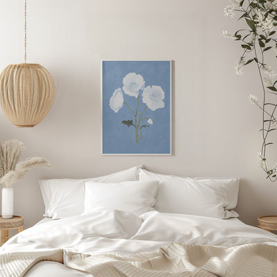 White On Blue - Stretched Canvas, Poster or Fine Art Print I Heart Wall Art