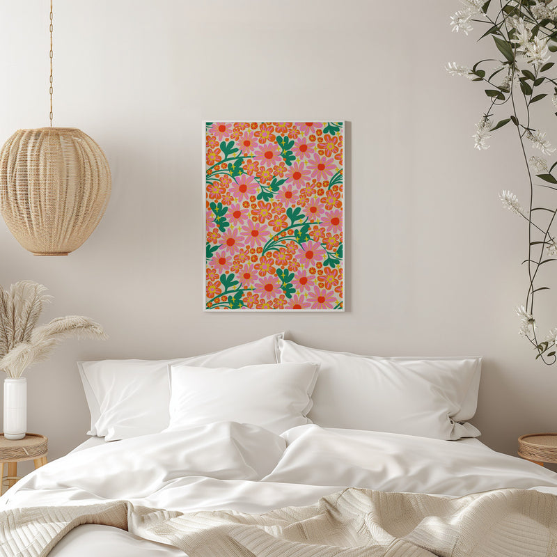 Happy flowers - Stretched Canvas, Poster or Fine Art Print I Heart Wall Art