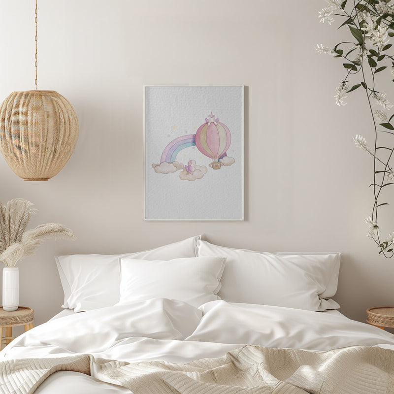 Kawai Cloudy Unicorn - Stretched Canvas, Poster or Fine Art Print I Heart Wall Art