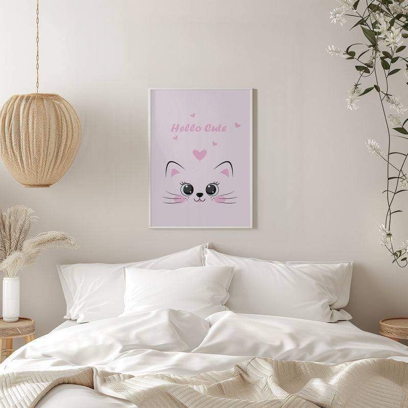 Pink Cat - Stretched Canvas, Poster or Fine Art Print I Heart Wall Art