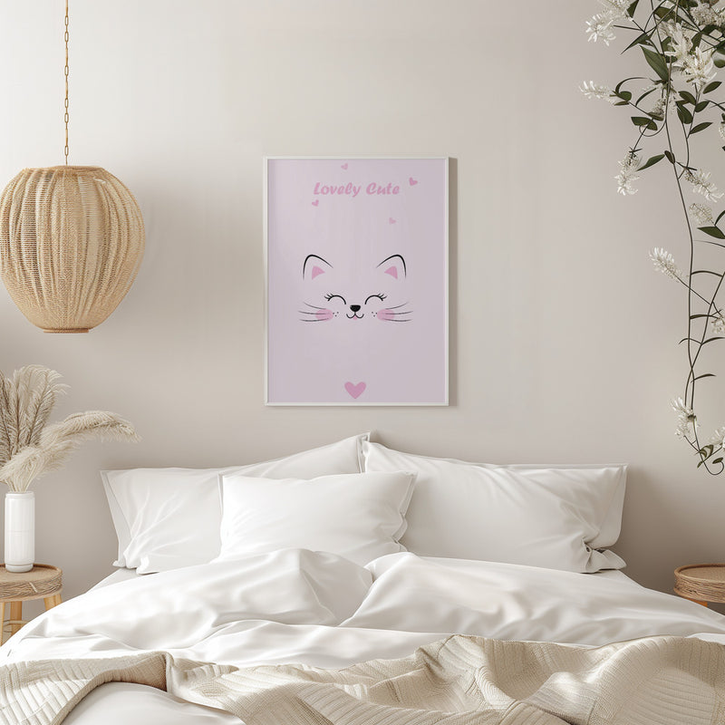 Pink Cat - Stretched Canvas, Poster or Fine Art Print I Heart Wall Art