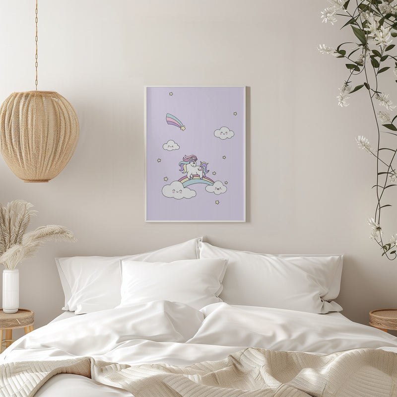 Kawaii Unicorn - Stretched Canvas, Poster or Fine Art Print I Heart Wall Art