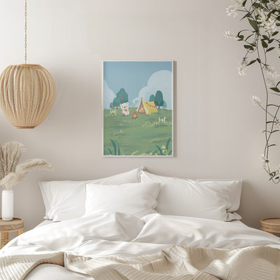 Bear's Picnic Day Out - Stretched Canvas, Poster or Fine Art Print I Heart Wall Art