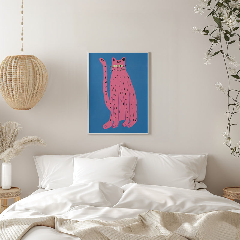 Pink cat - Stretched Canvas, Poster or Fine Art Print I Heart Wall Art