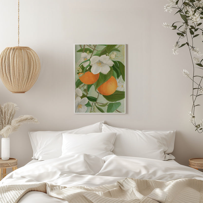 Branch of Orange Tree In Bloom - Stretched Canvas, Poster or Fine Art Print I Heart Wall Art