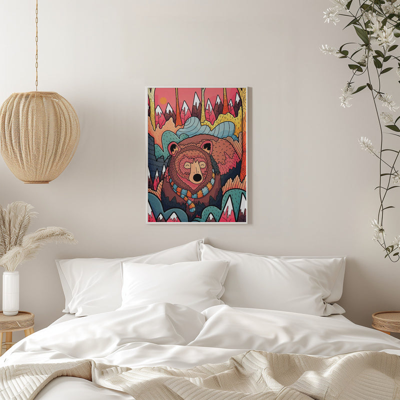 Winter Bear Forest - Stretched Canvas, Poster or Fine Art Print I Heart Wall Art