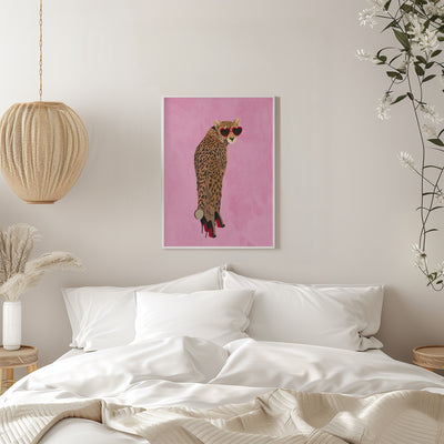 Sexy cheetah in heels - Stretched Canvas, Poster or Fine Art Print I Heart Wall Art