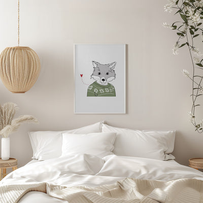 Furry Fox - Stretched Canvas, Poster or Fine Art Print I Heart Wall Art