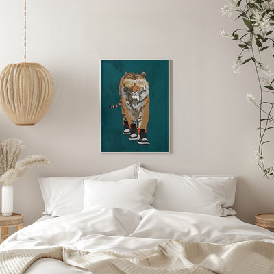 Tiger prowling in high top sneakers - Stretched Canvas, Poster or Fine Art Print I Heart Wall Art