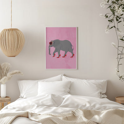 Elephant in heels and heart glasses - Stretched Canvas, Poster or Fine Art Print I Heart Wall Art