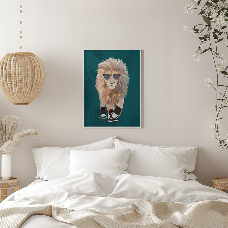 Lion prowling in high top sneakers - Stretched Canvas, Poster or Fine Art Print I Heart Wall Art