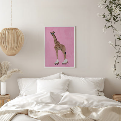 Rollerskating Giraffe - Stretched Canvas, Poster or Fine Art Print I Heart Wall Art