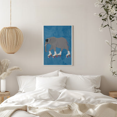 Rollerskating elephant - Stretched Canvas, Poster or Fine Art Print I Heart Wall Art