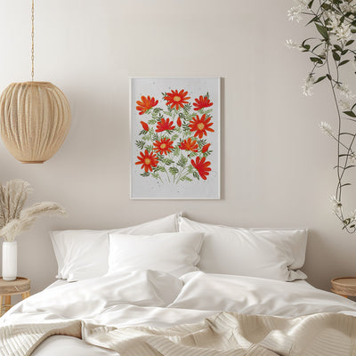 Ladybug flowers red - Stretched Canvas, Poster or Fine Art Print I Heart Wall Art