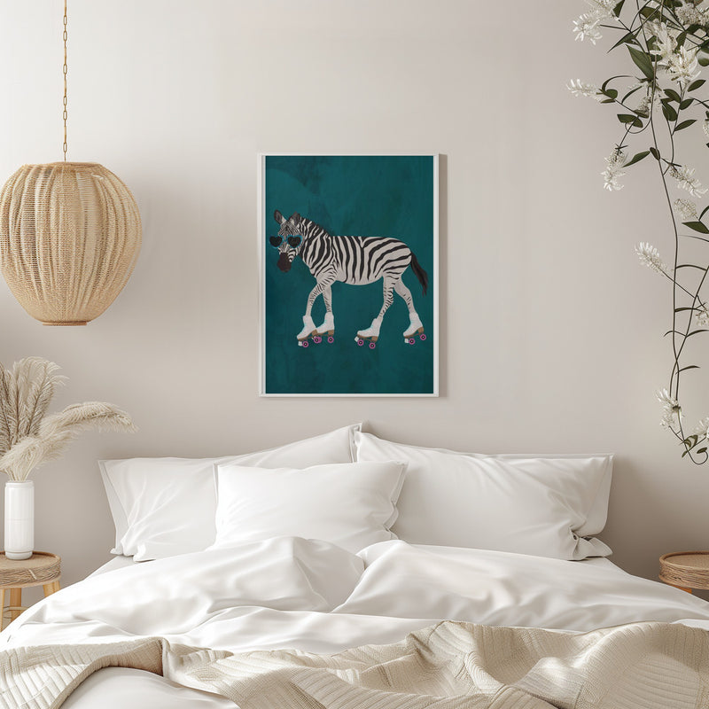 Zebra rollerskating - Stretched Canvas, Poster or Fine Art Print I Heart Wall Art