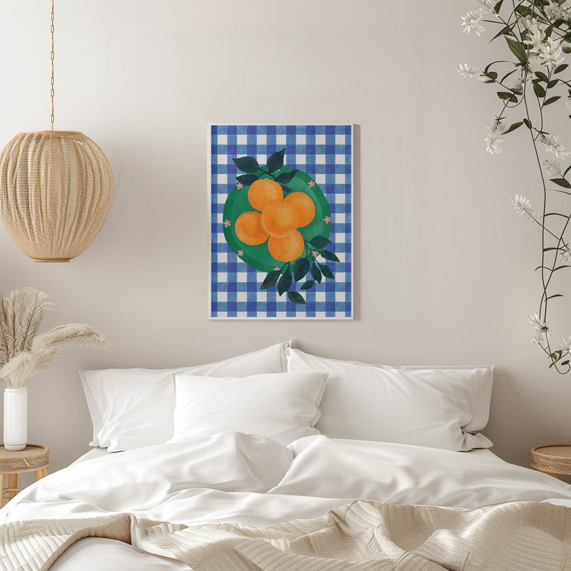 Checkered Citrus Charm - Stretched Canvas, Poster or Fine Art Print I Heart Wall Art