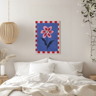 Flower with Pink Petals and Striped Leaves - Stretched Canvas, Poster or Fine Art Print I Heart Wall Art