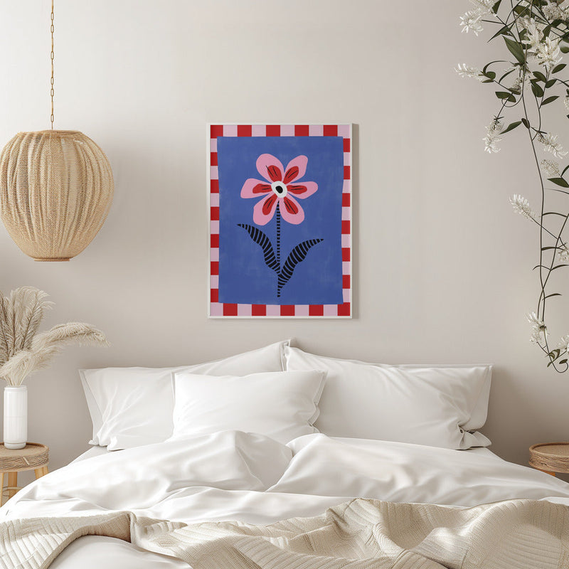 Flower with Pink Petals and Striped Leaves - Stretched Canvas, Poster or Fine Art Print I Heart Wall Art