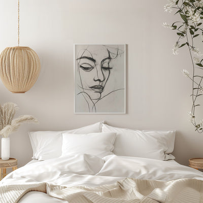 Line Drawing of a Woman - Stretched Canvas, Poster or Fine Art Print I Heart Wall Art