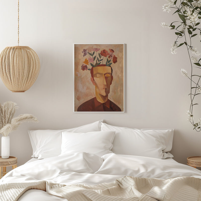 Man With Flowers - Stretched Canvas, Poster or Fine Art Print I Heart Wall Art