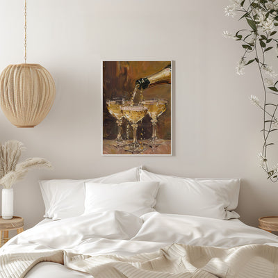 Vintage Champagne - Stretched Canvas, Poster or Fine Art Print I Heart Wall Art