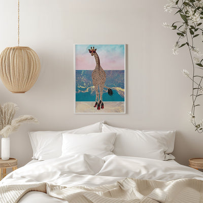 Giraffe on holiday - Stretched Canvas, Poster or Fine Art Print I Heart Wall Art