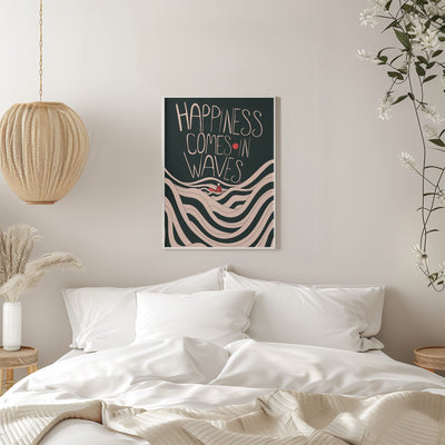 Happiness Comes In Waves - Stretched Canvas, Poster or Fine Art Print I Heart Wall Art