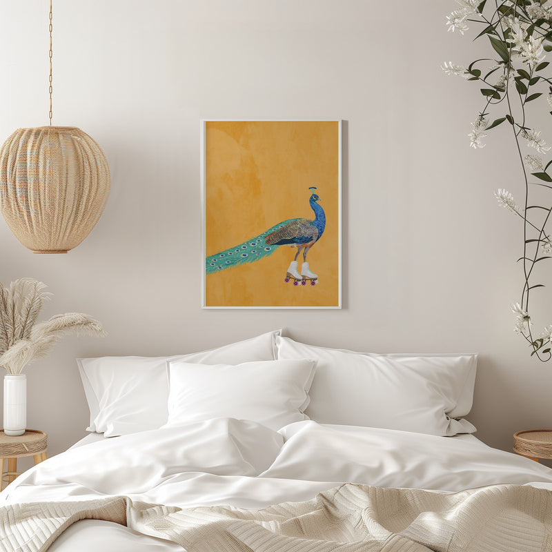 Peacock rollerskating - Stretched Canvas, Poster or Fine Art Print I Heart Wall Art