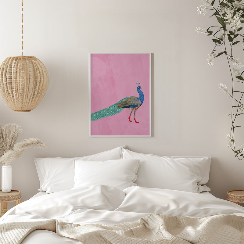 Peacock wearing heels - Stretched Canvas, Poster or Fine Art Print I Heart Wall Art