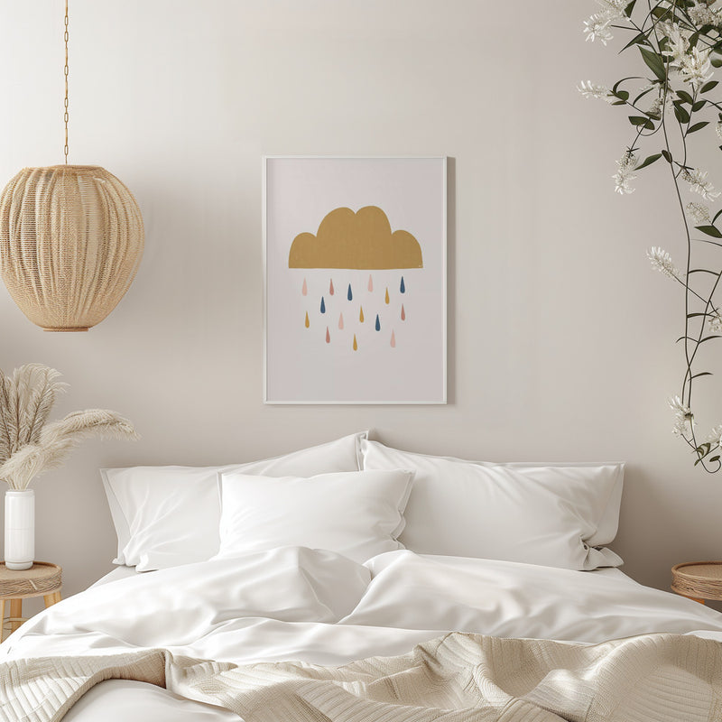 Yellow Raining Cloud - Stretched Canvas, Poster or Fine Art Print I Heart Wall Art