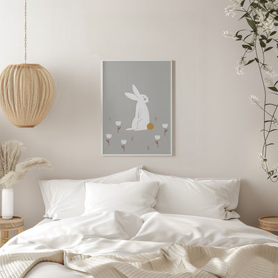 White Little Bunny - Stretched Canvas, Poster or Fine Art Print I Heart Wall Art