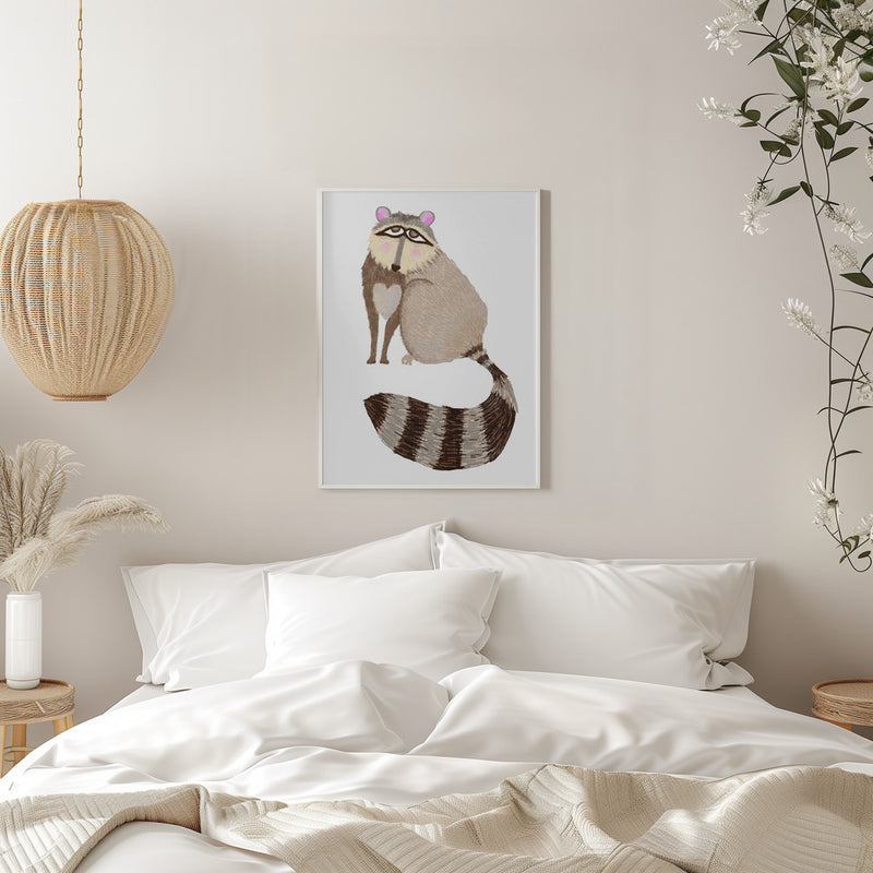 Sad Raccoon - Stretched Canvas, Poster or Fine Art Print I Heart Wall Art