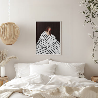 The Woman With Black and White Stripes - Stretched Canvas, Poster or Fine Art Print I Heart Wall Art