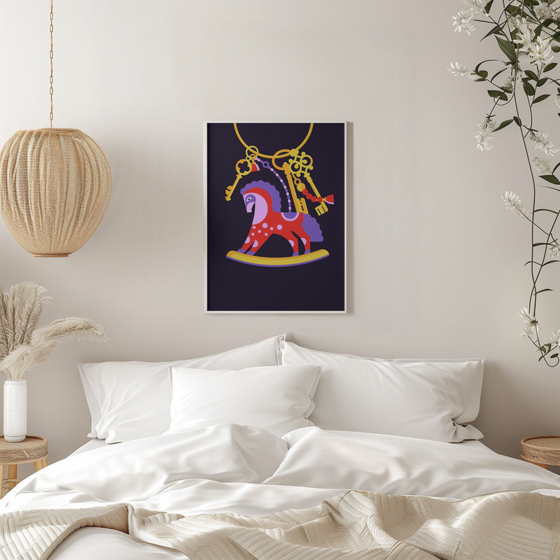 Horsy Toy Playful Simple Deco Illustration For Kids - Stretched Canvas, Poster or Fine Art Print I Heart Wall Art