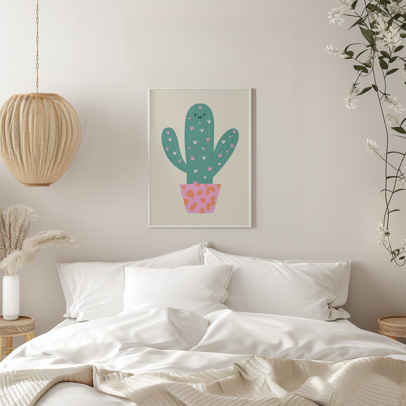 Happy Cactus - Stretched Canvas, Poster or Fine Art Print I Heart Wall Art