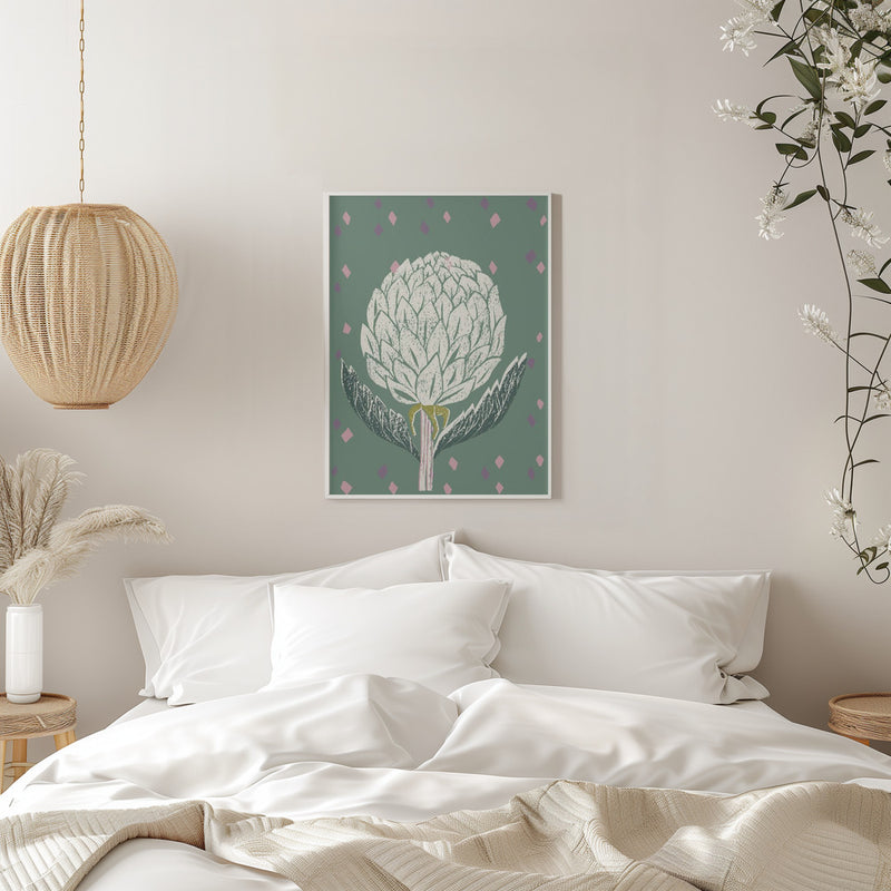 Artichoke sage green - Stretched Canvas, Poster or Fine Art Print I Heart Wall Art