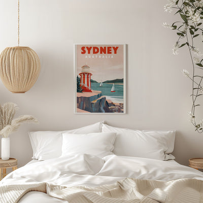 Sydney Australia Lighthouse Nautical Travel Art - Stretched Canvas, Poster or Fine Art Print I Heart Wall Art