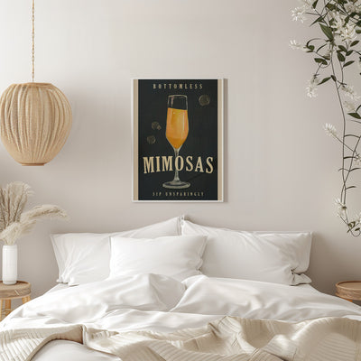 Bottomless Mimosas Art Deco Cocktail Bar Art - Stretched Canvas, Poster or Fine Art Print I Heart Wall Art