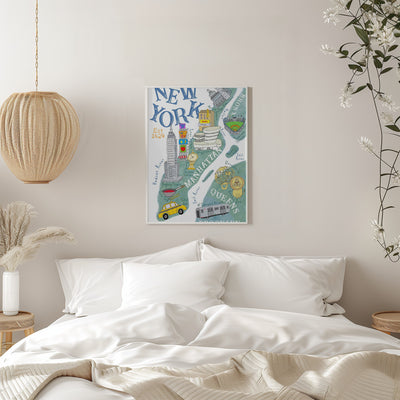 Illustrated Map of New York by Artist Carla Daly - Stretched Canvas, Poster or Fine Art Print I Heart Wall Art