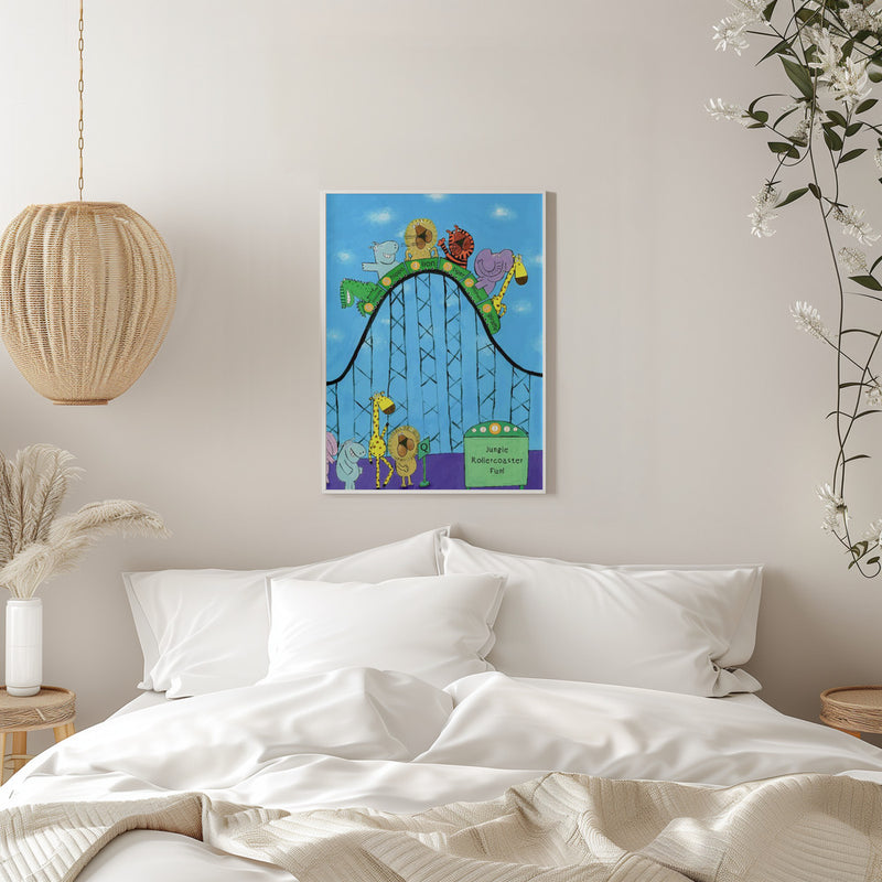 Jungle Animals Whizzing Down the Rollercoaster by Carla Daly - Stretched Canvas, Poster or Fine Art Print I Heart Wall Art