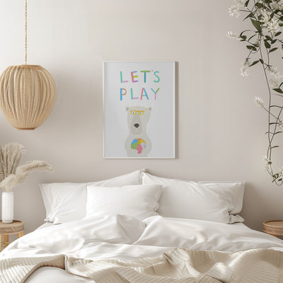 Let&#039;s Play with Funny Polar Bear by Illustrator Carla Daly - Stretched Canvas, Poster or Fine Art Print I Heart Wall Art