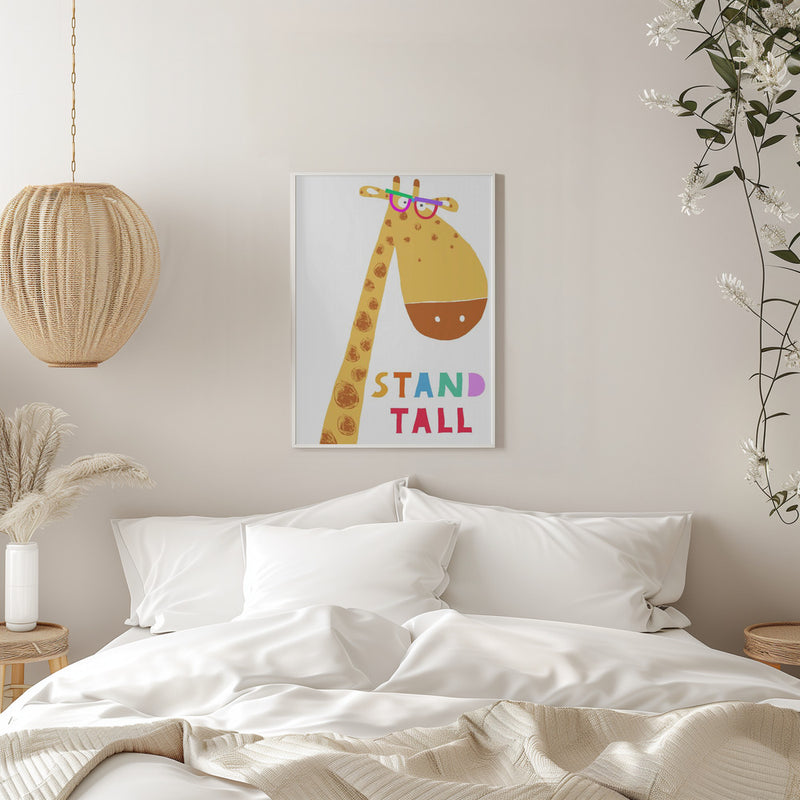 Stand Tall! Cute Giraffe with Colorful Glasses by Artist Carla Daly - Stretched Canvas, Poster or Fine Art Print I Heart Wall Art