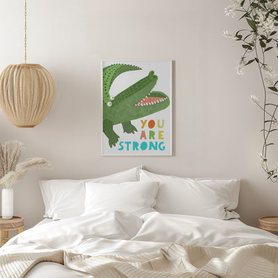 You Are Strong! Funny Alligator with Tail by Artist Carla Daly - Stretched Canvas, Poster or Fine Art Print I Heart Wall Art