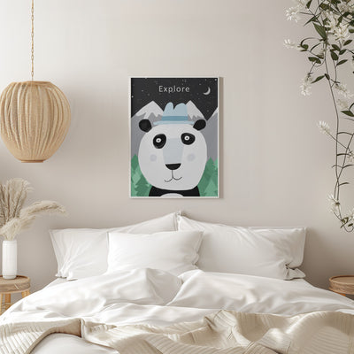 Explore the World with Cute Panda by Artist Carla Daly - Stretched Canvas, Poster or Fine Art Print I Heart Wall Art