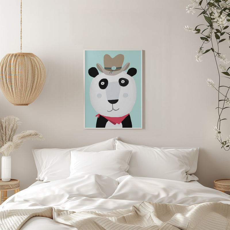 Funny Panda with Cowboy Hat by Artist Carla Daly - Stretched Canvas, Poster or Fine Art Print I Heart Wall Art