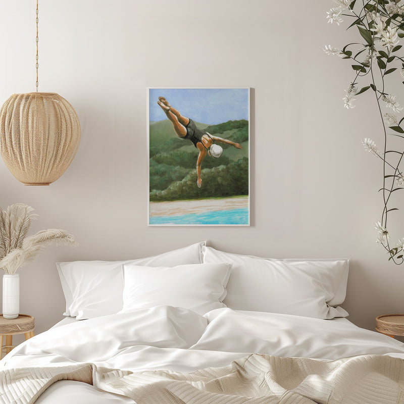 Diver Above River - Stretched Canvas, Poster or Fine Art Print I Heart Wall Art